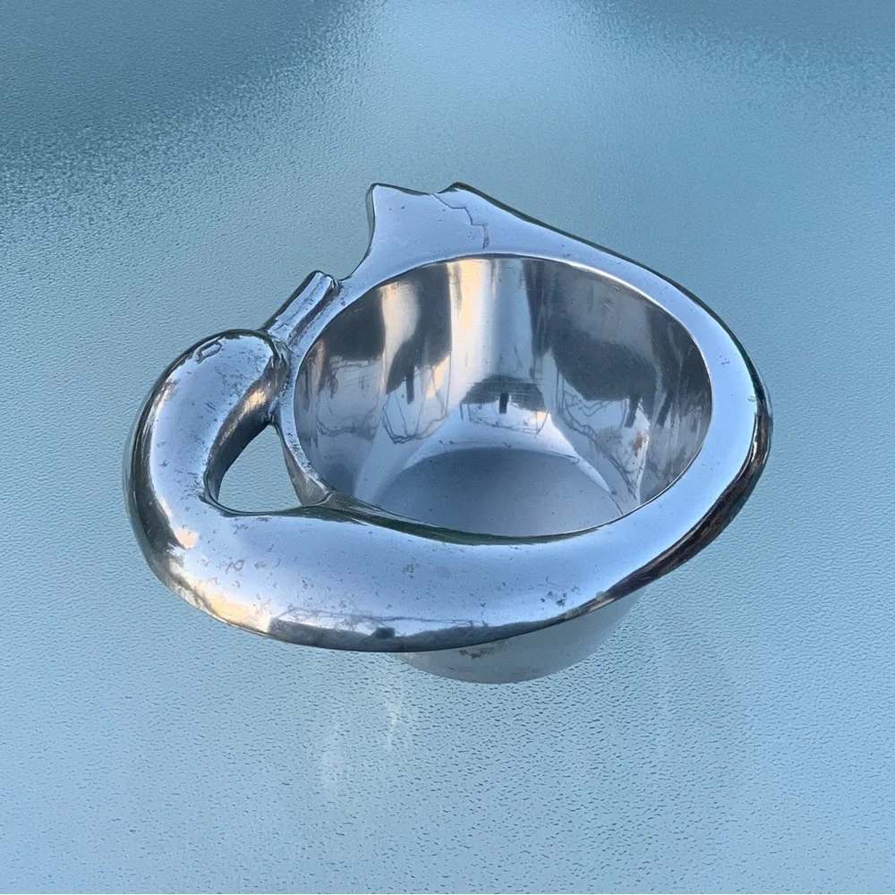 Pewter Swan Wine Bottle Trivet / Decorative Trinket Bowl